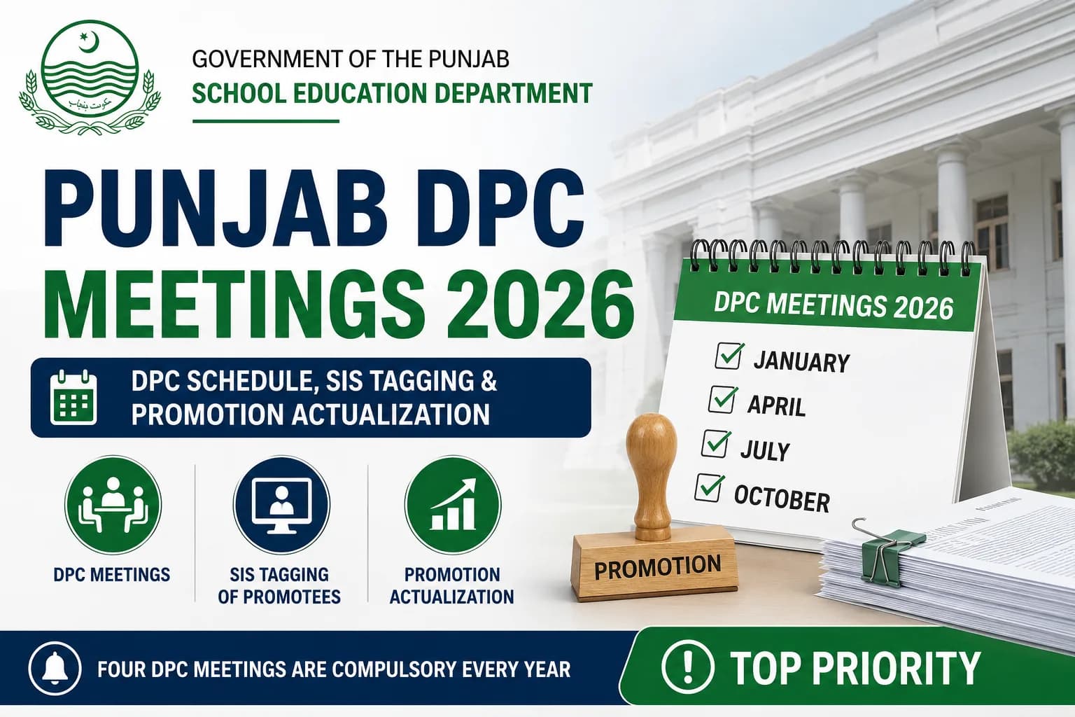 Punjab DPC Meetings 2026 – DPC Schedule, SIS Tagging & Promotion Actualization
