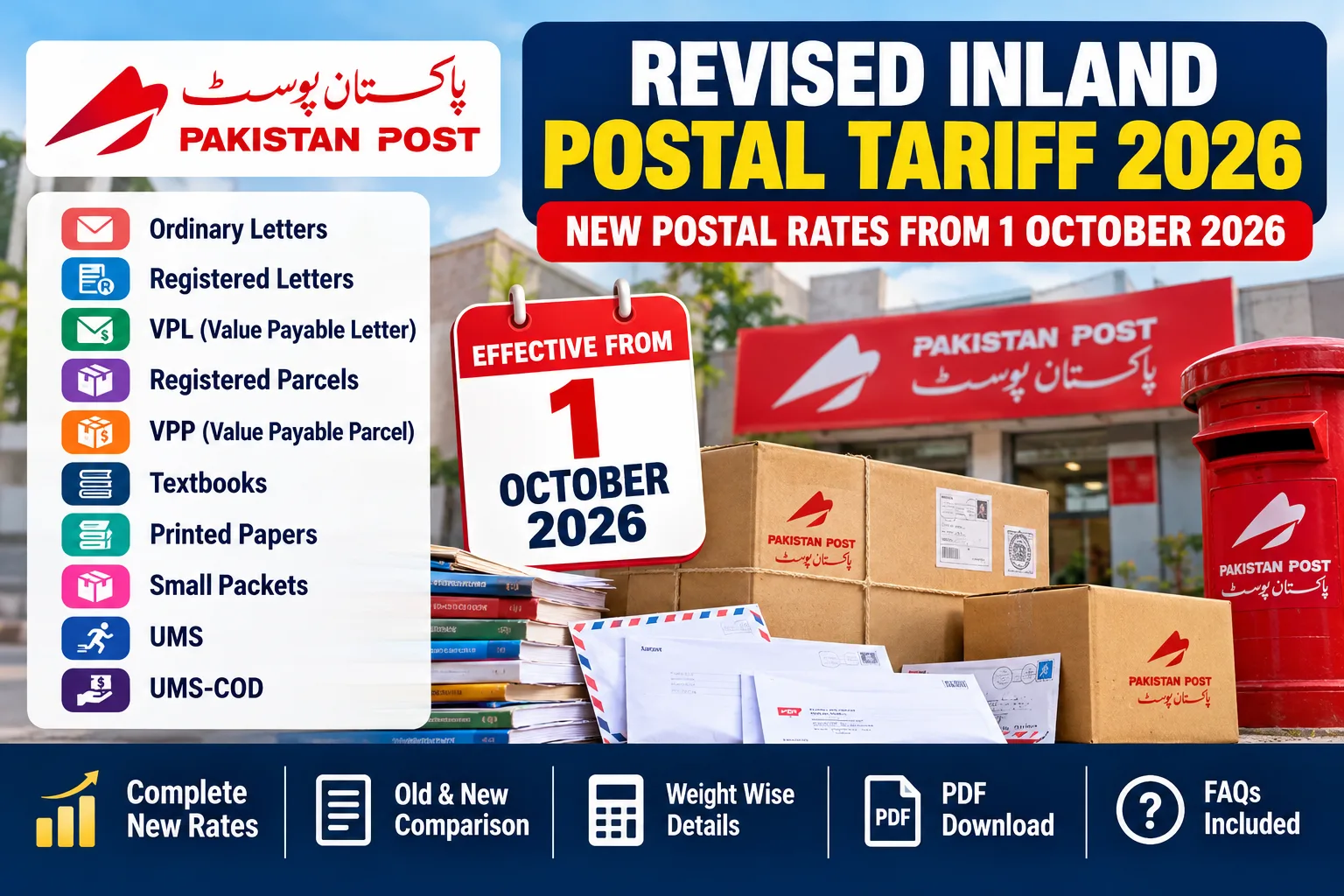 Pakistan Post Revised Inland Postal Tariff 2026 – New Postal Rates from 1 October 2026